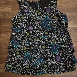 Nicole Black and Purple Floral Blouse